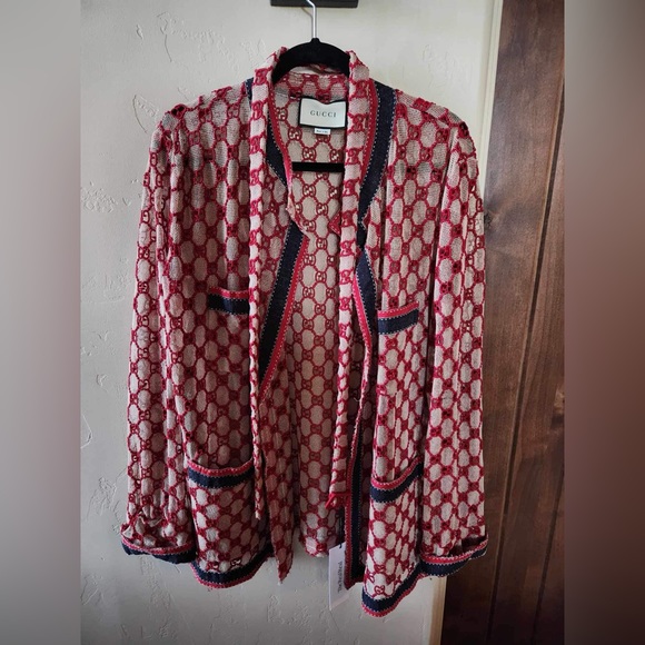 Gucci Red and Black Cardigan Sweater
